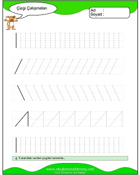 okul öncesi çizgi çalışma sayfaları
